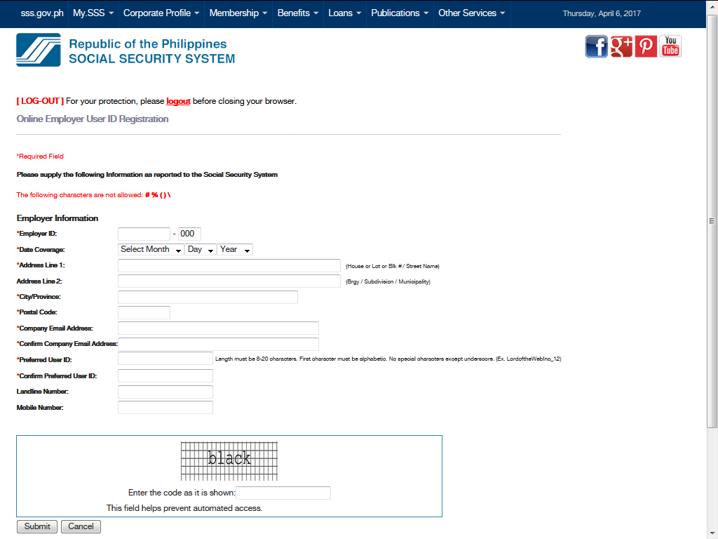 how to change my email address in sss online