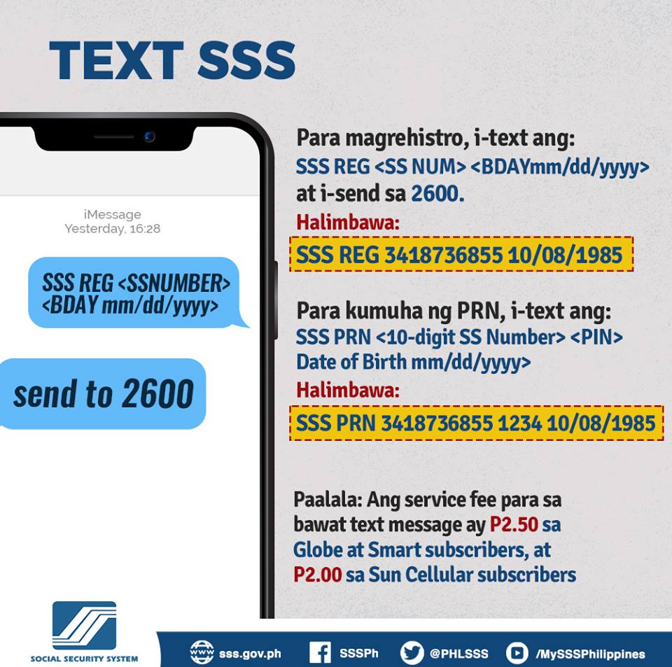 Here is the guide if it is your first time to request an SSS PRN thru text.